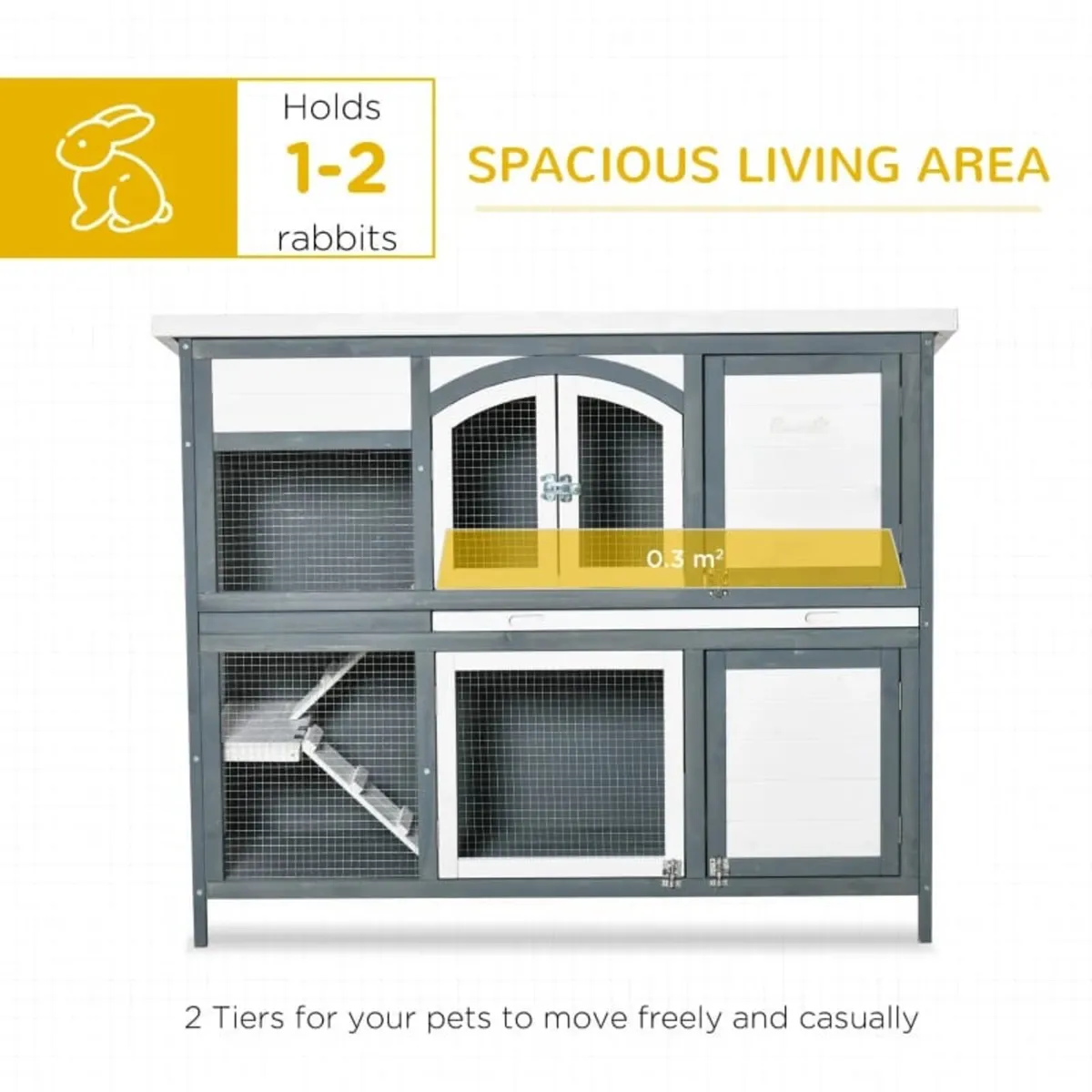 Rabbit Hutch Outdoor Guinea Pig Hutch 2 Tier Woode - Image 3