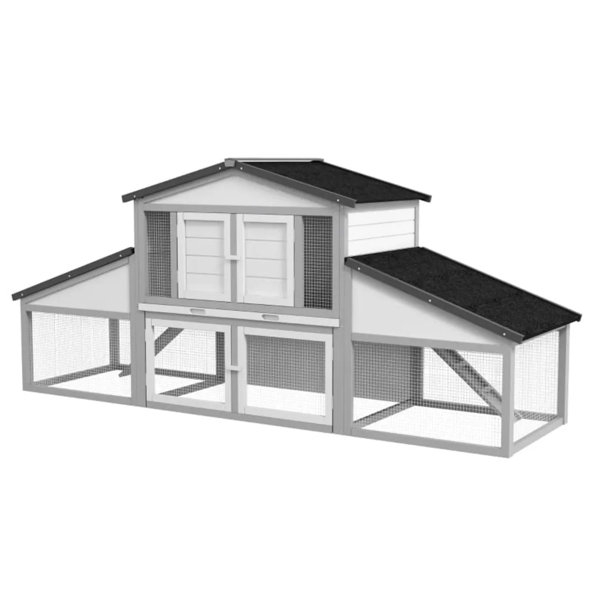 Large Rabbit Hutch with Run, Outdoor Bunny Cage, w - Image 1