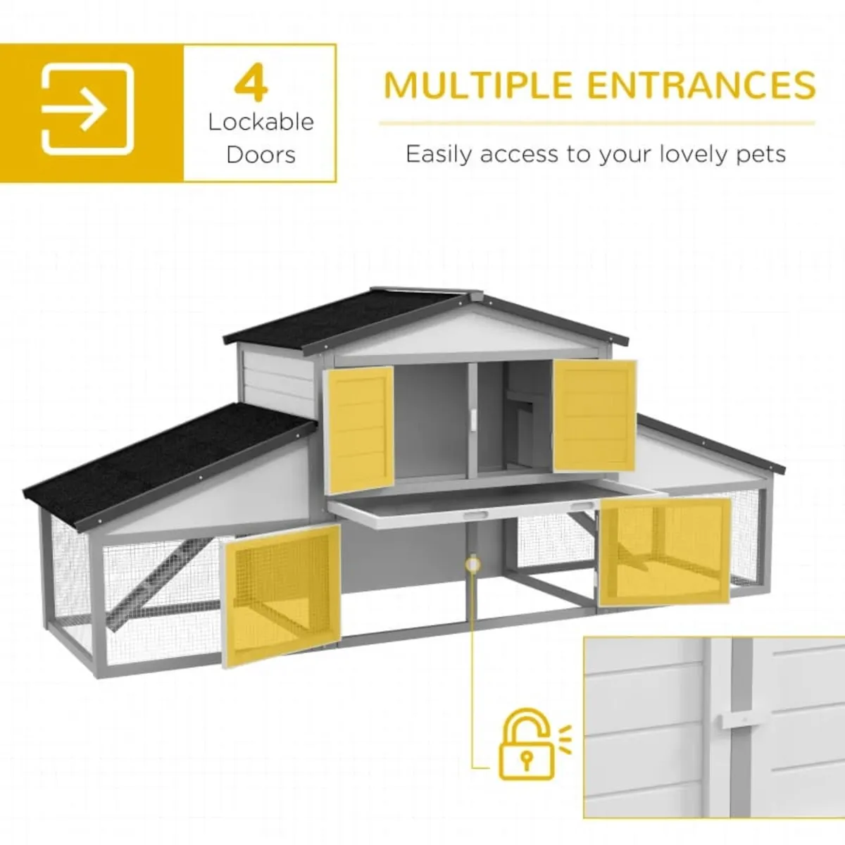 Large Rabbit Hutch with Run, Outdoor Bunny Cage, w - Image 2