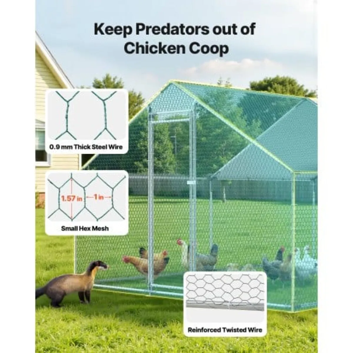 Large Metal Chicken Coop, 3 x 4 x 2 m, Walk-in Chi - Image 3