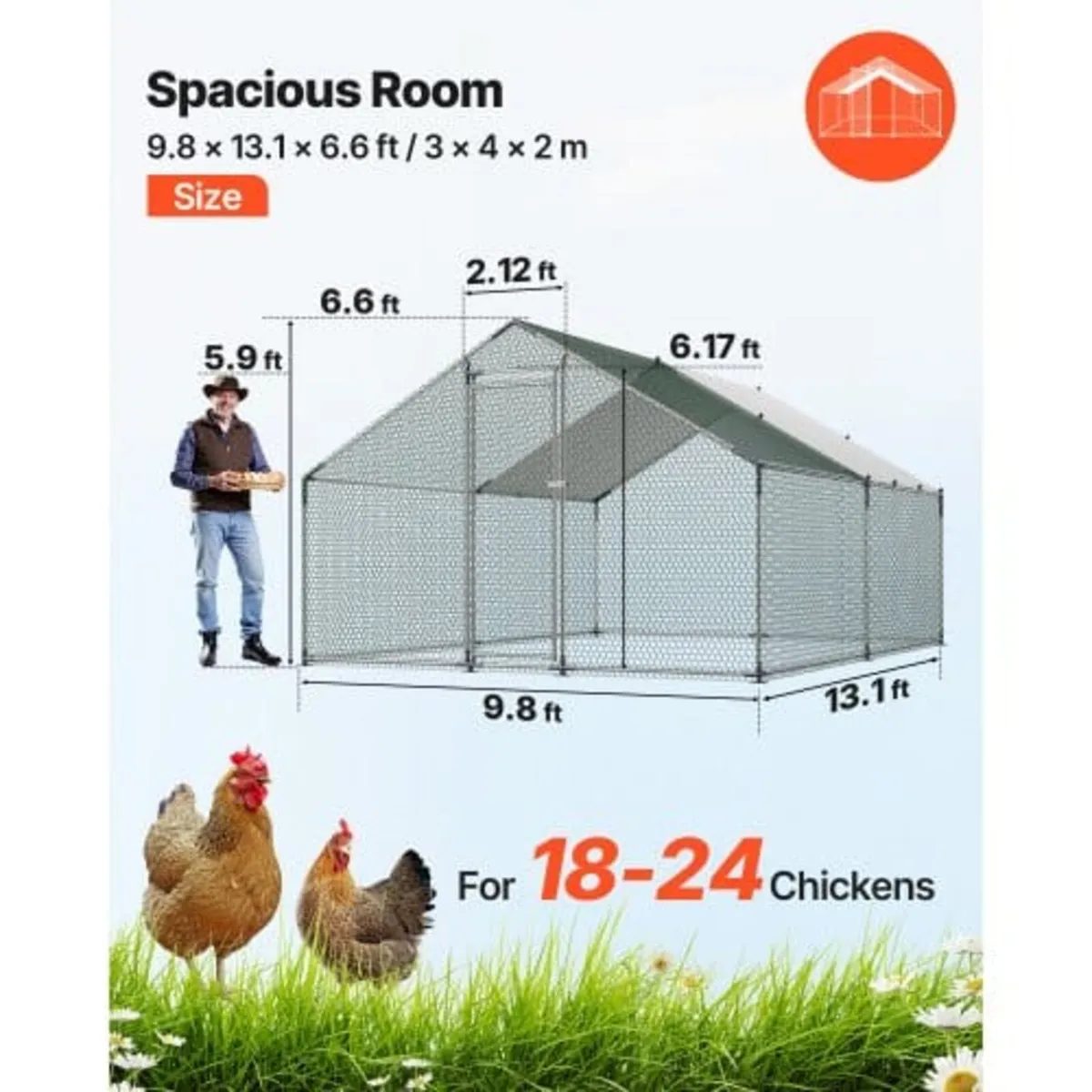 Large Metal Chicken Coop, 3 x 4 x 2 m, Walk-in Chi - Image 4