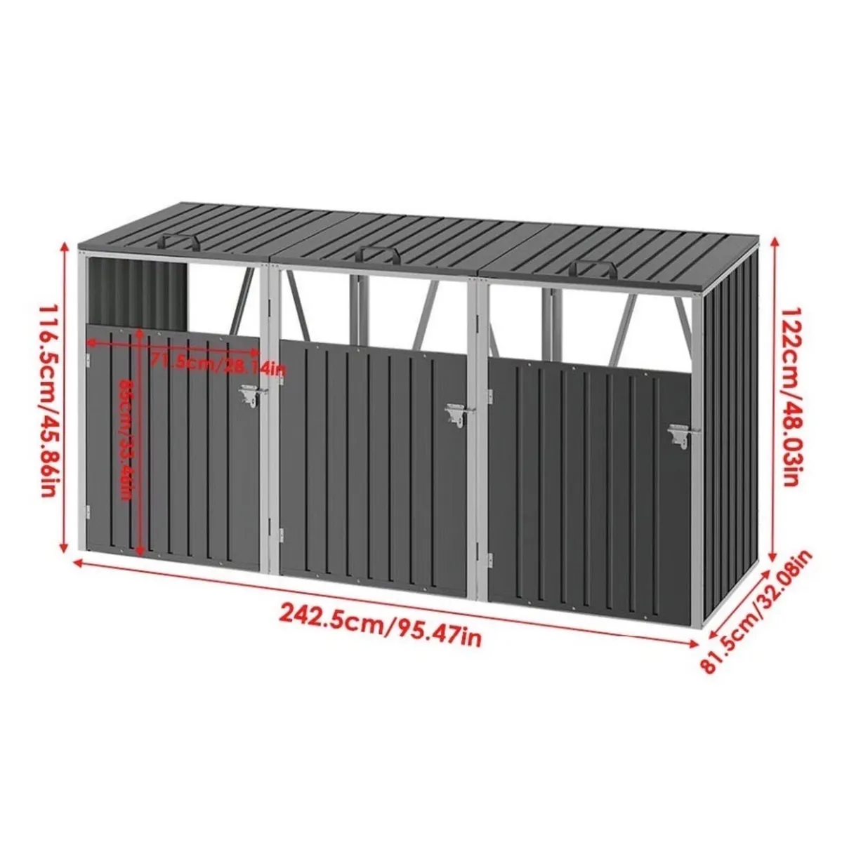 Metal Wheelie Bin Shelter Storage Shed NEW - Image 3