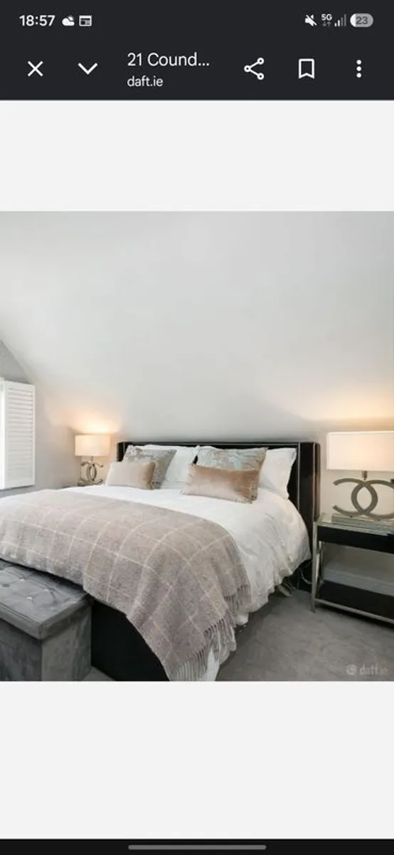 Striking Pair of designer type chrome table lamps with white shades - Image 4