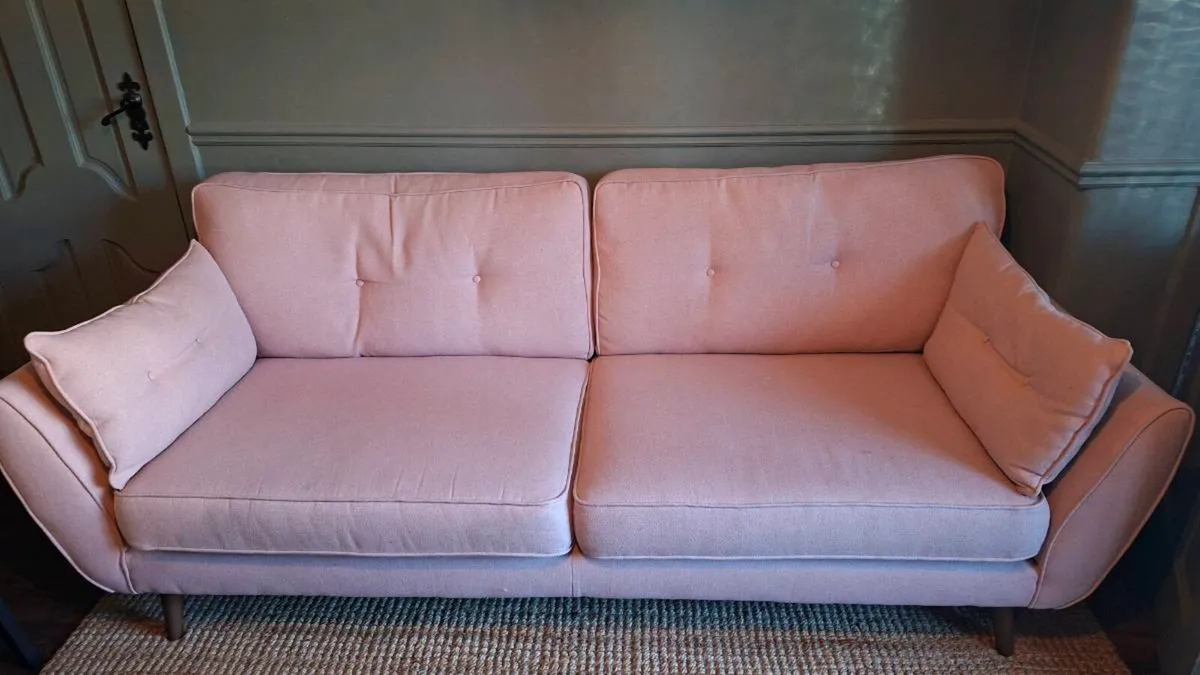 Light Pink 4 Seater Sofa and matching Footstool - Image 1