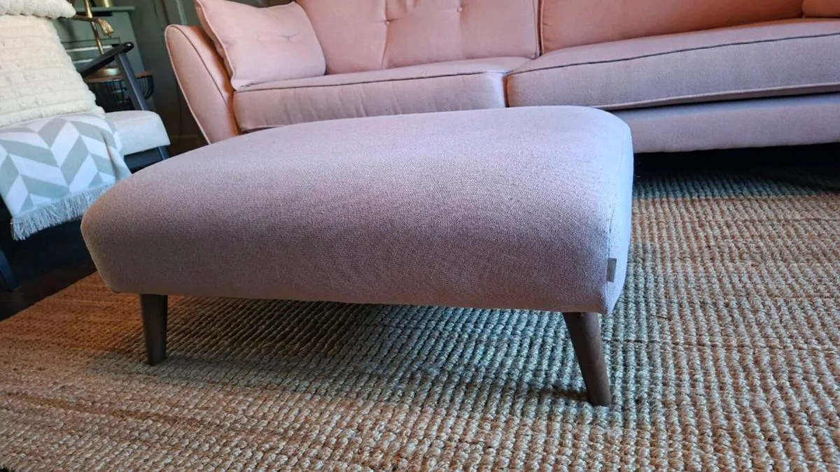 Light Pink 4 Seater Sofa and matching Footstool - Image 3