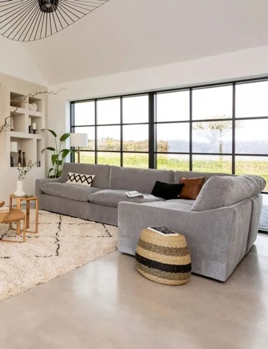 Grey Corner Modular Feather Cloud Sofa - Image 3