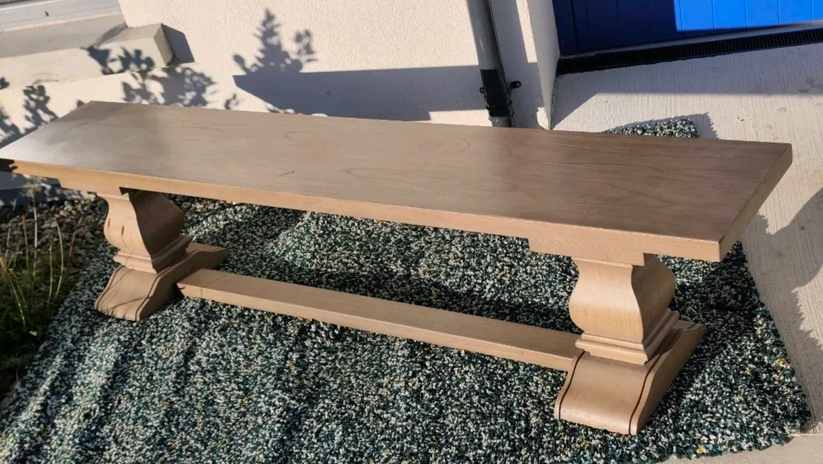 200cm Vintage Ash Dining Bench Ex Display - Image 1
