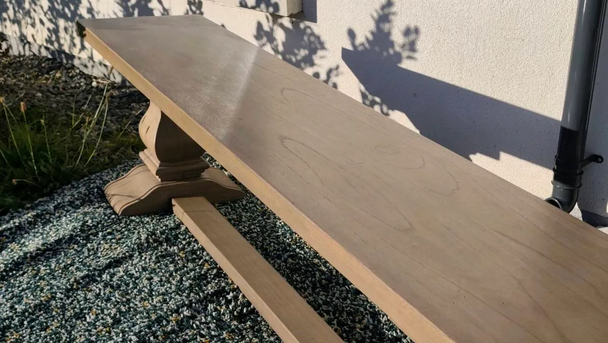 200cm Vintage Ash Dining Bench Ex Display - Image 4