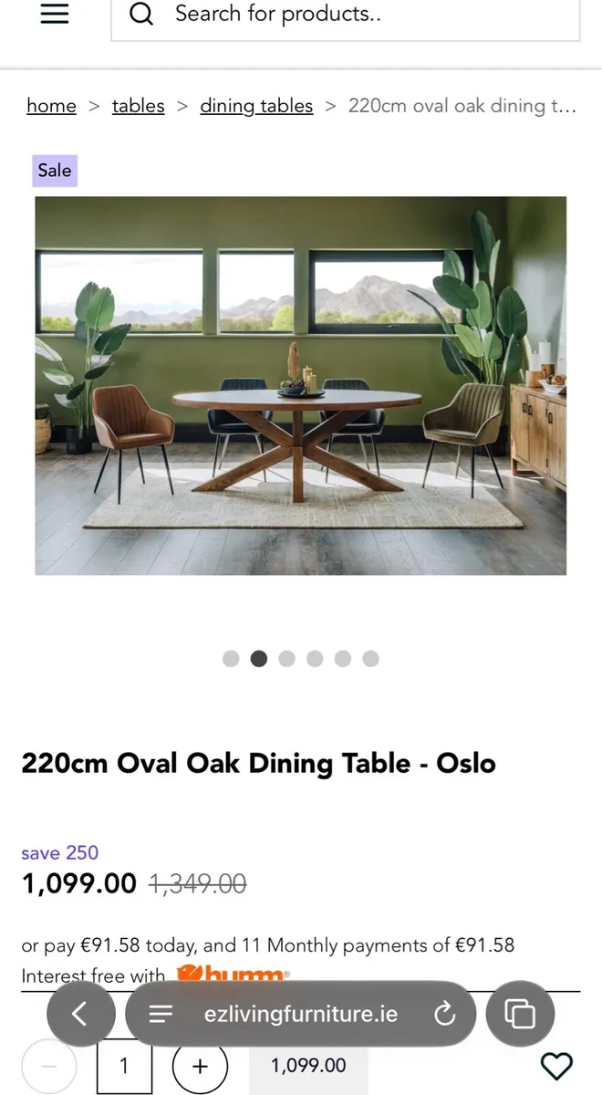 220cm Oak Oval Dining Table Brand New - Image 3