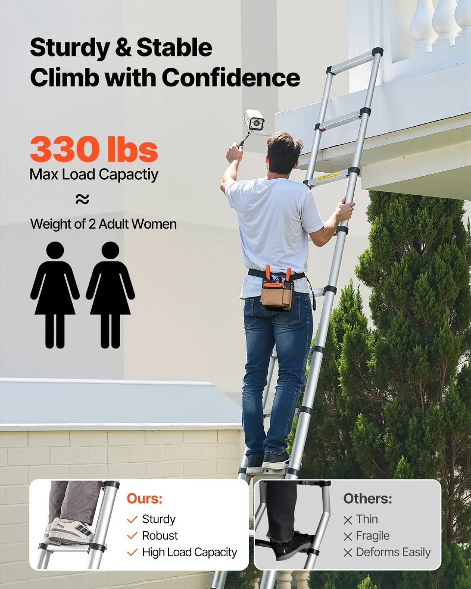 3.8m Telescopic Aluminium Ladder - Image 2