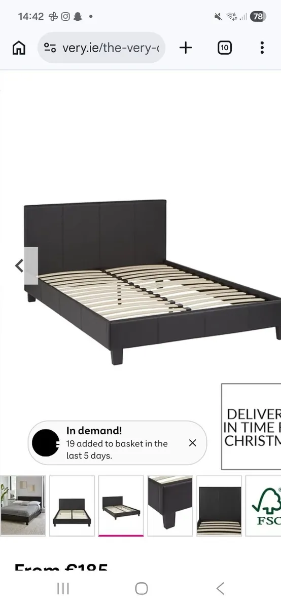 Double faux leather bed