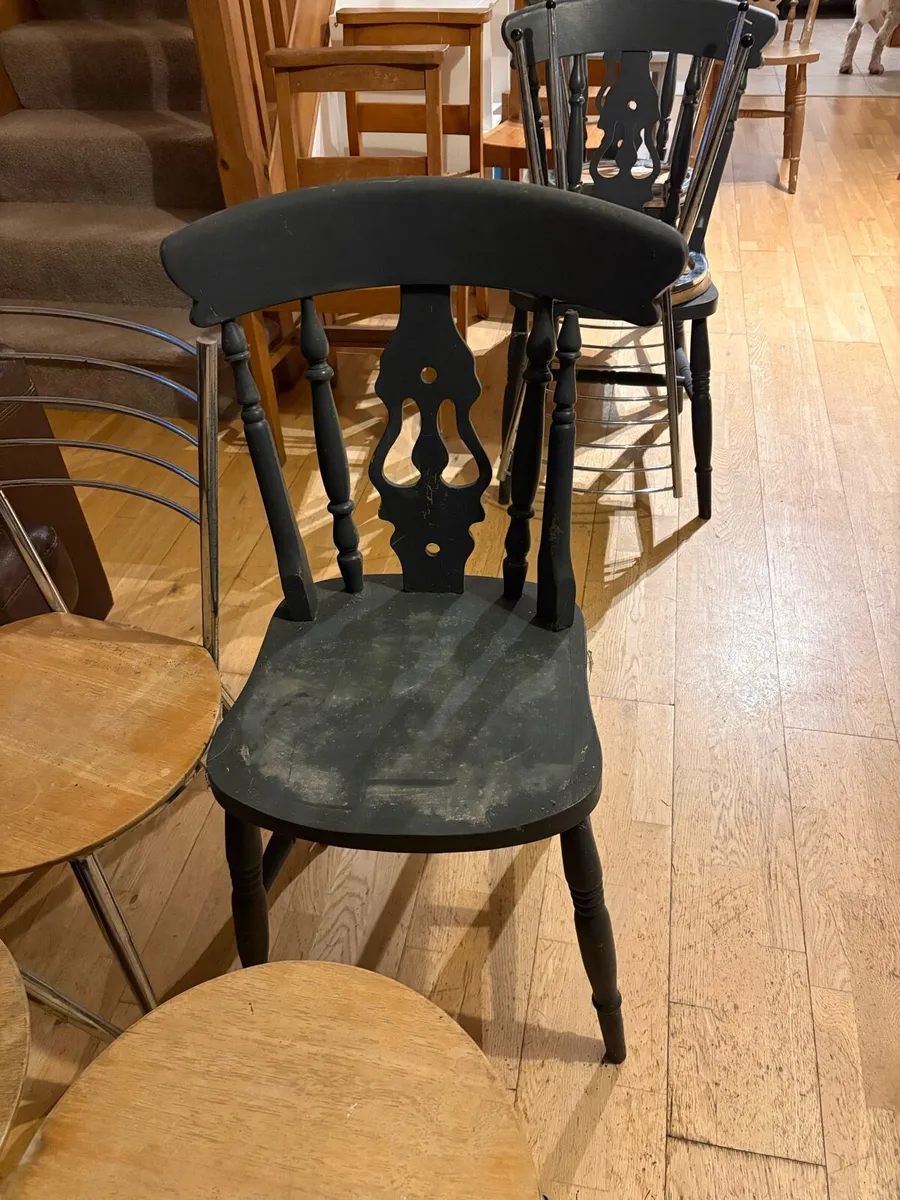 Darker grey painted solid wooden chair’s x4 - Image 2