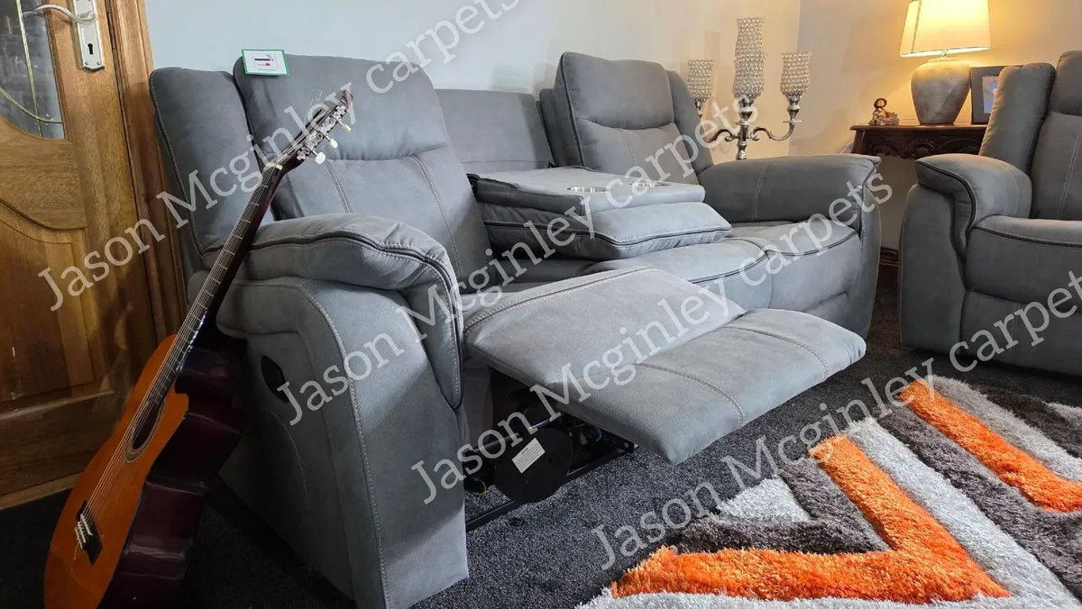 Mica Grey Reclining Sofa Suite - Image 4