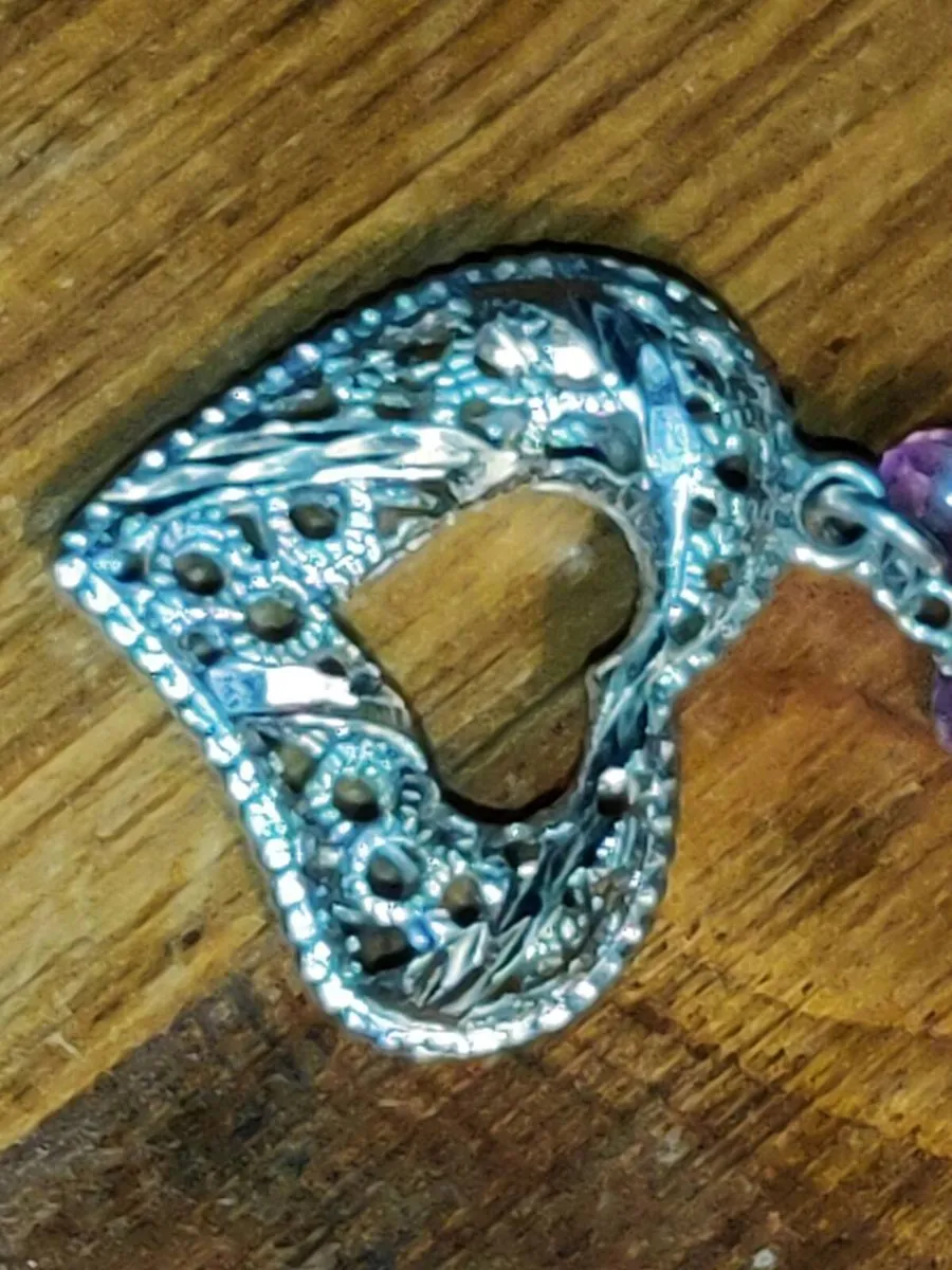 DAZZLING HEART AMETHYST, 925 Silver New Bracelet ! - Image 3