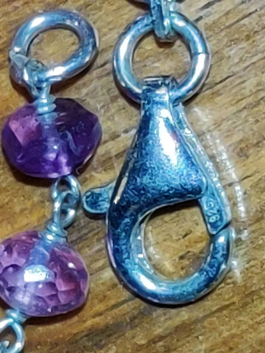 DAZZLING HEART AMETHYST, 925 Silver New Bracelet ! - Image 4