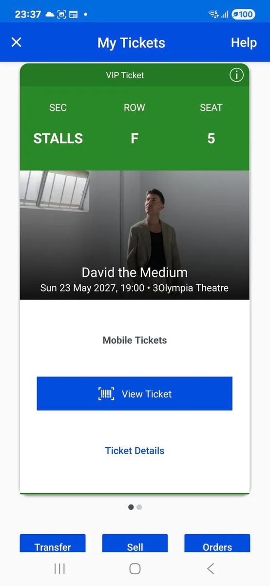 David The Medium VIP Tickets x 2