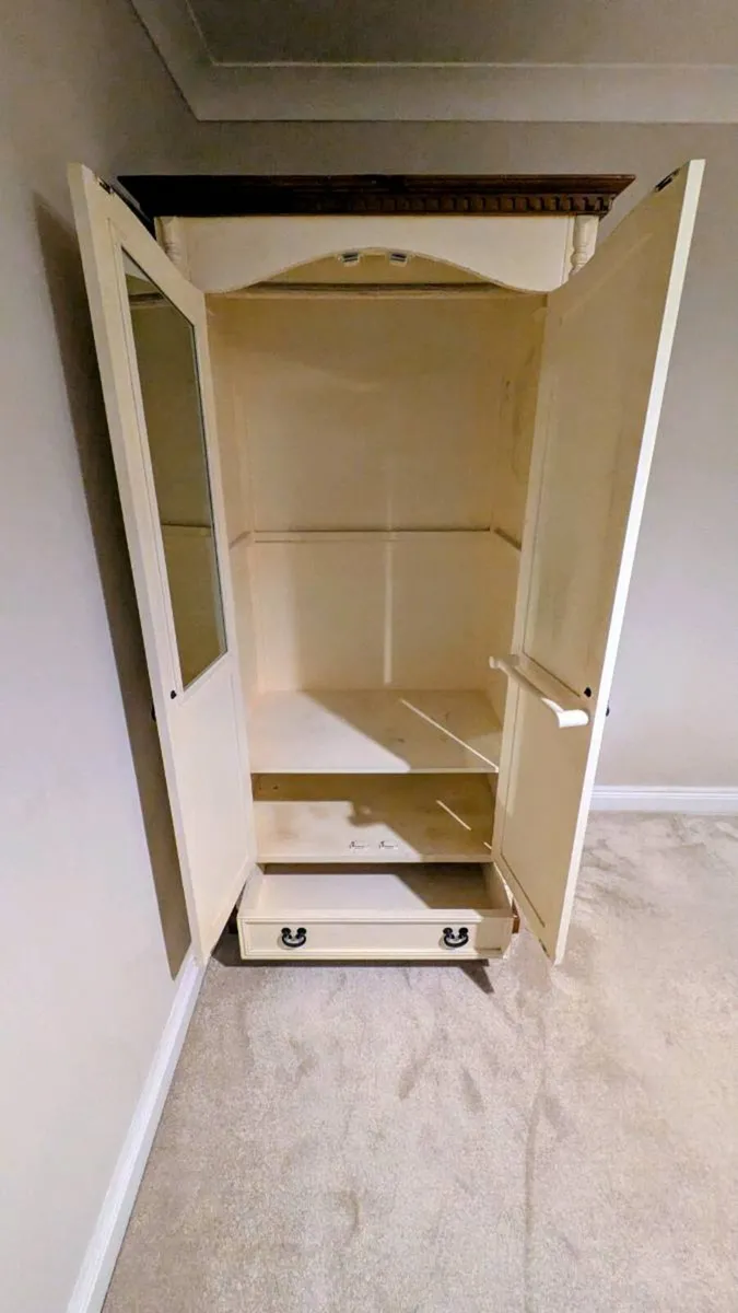 Double Door Cream Wardrobe - Image 2