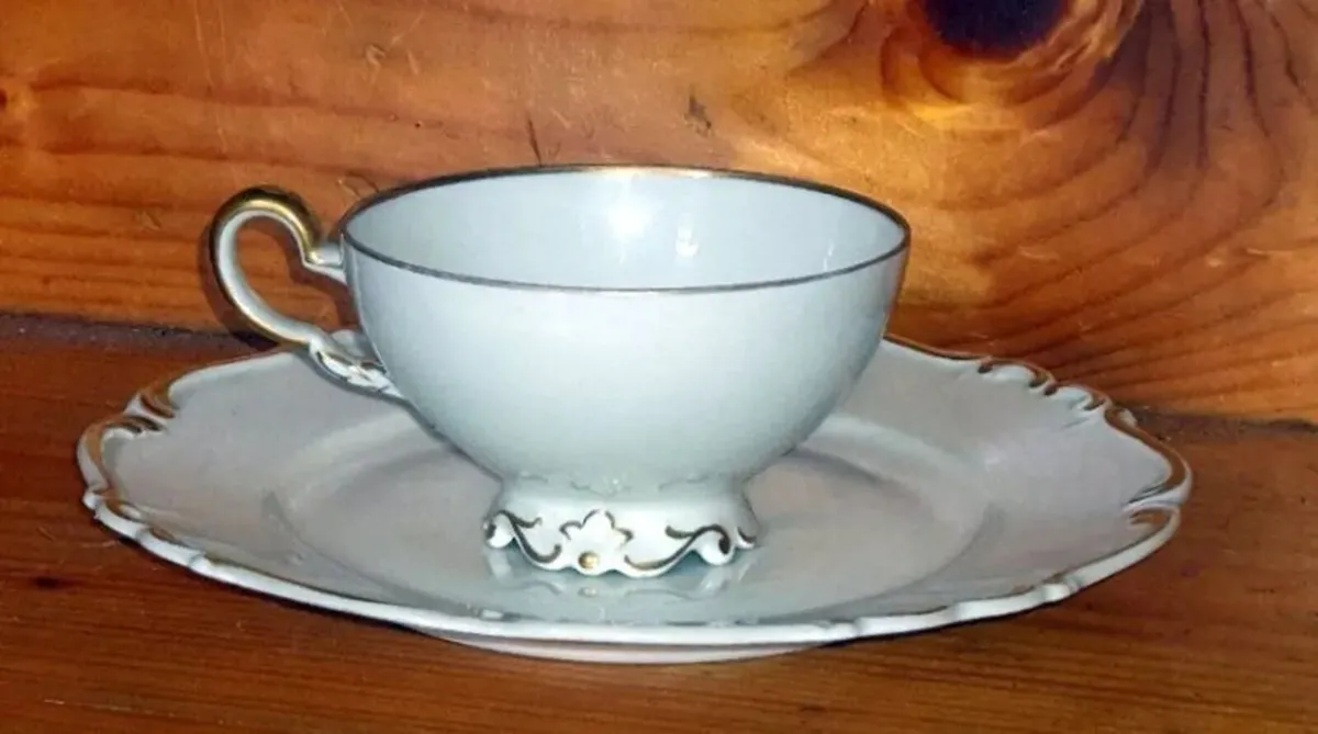 Vintage German Porcelain Teacup & Sandwich Plate - Image 4