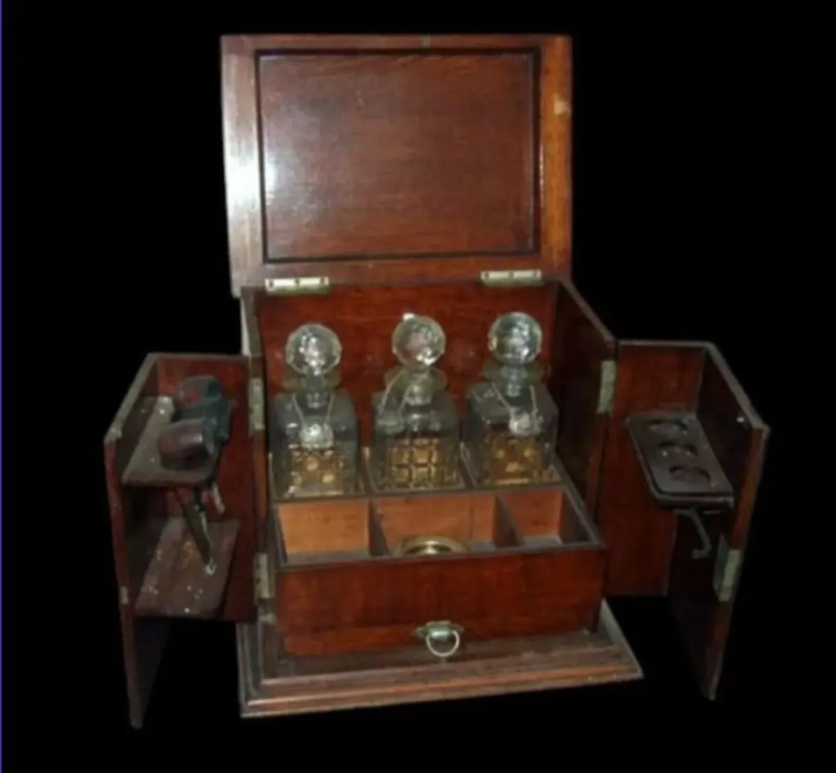 Authentic Victorian Oak Tantalus & Smokers Cabinet - Image 2