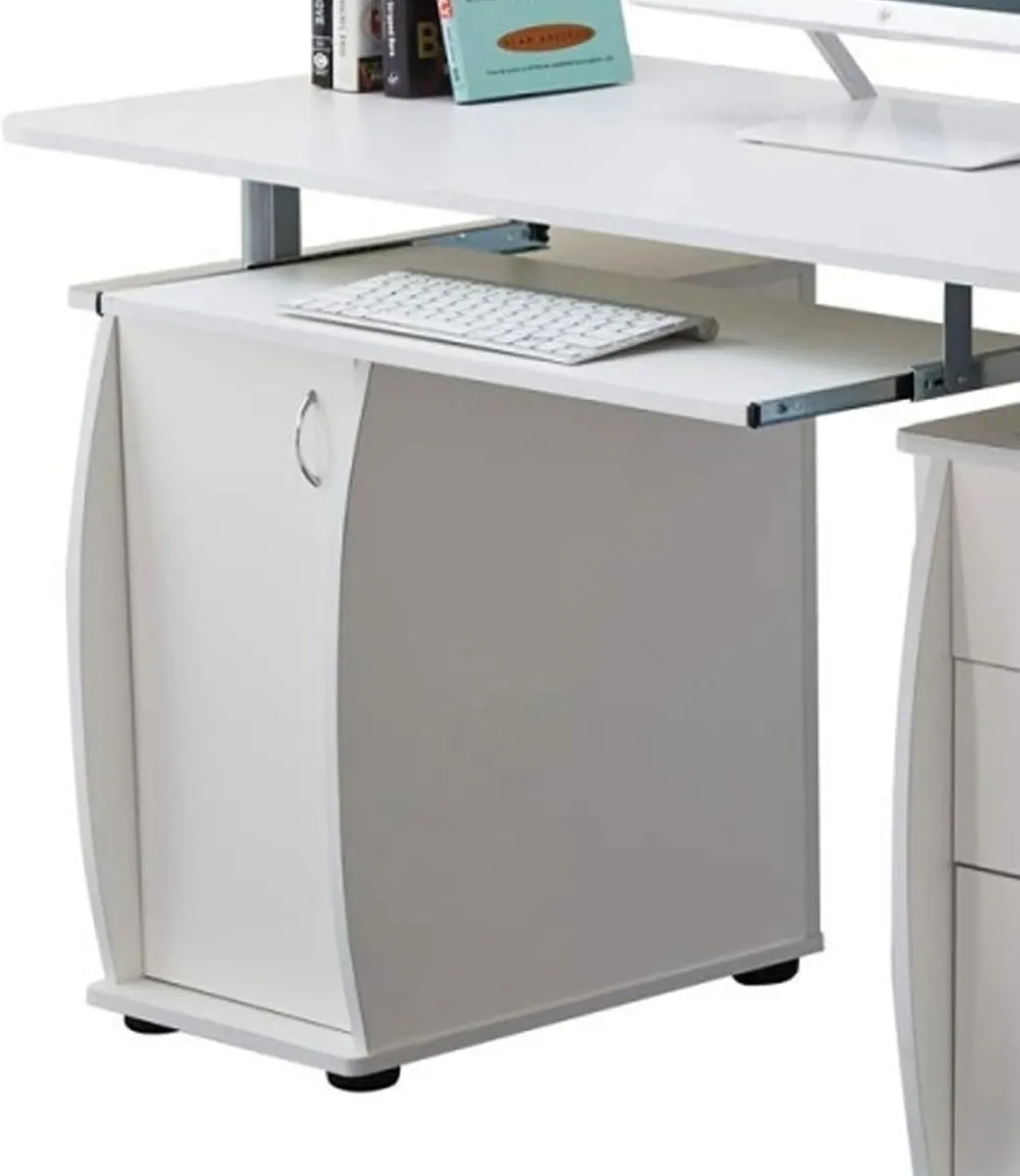 Computer Desk with 3 Drawers Cupboard Keyboard - Image 3
