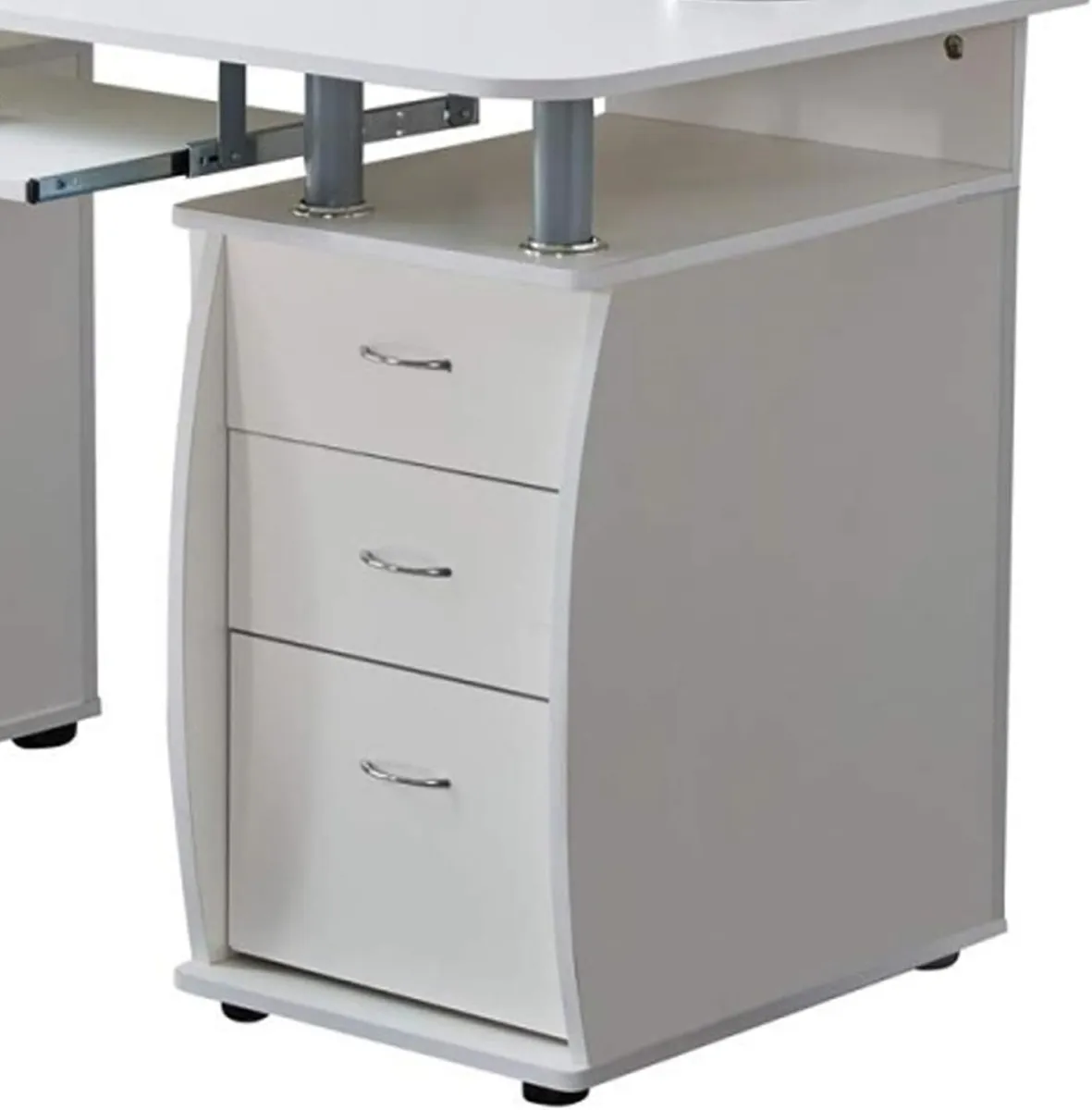 Computer Desk with 3 Drawers Cupboard Keyboard - Image 4