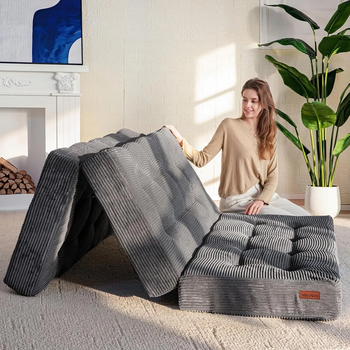 Folding Mattress Comfy Corduroy Foldable - Image 1