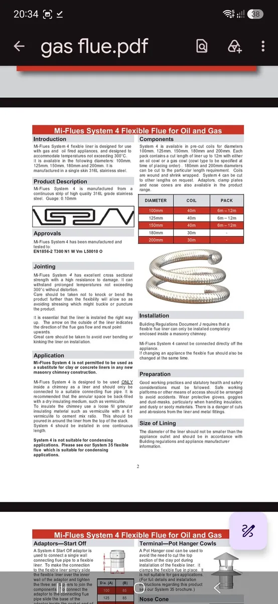 Mi Flues Flexible Flue for Oil and Gas Appliances - Image 3
