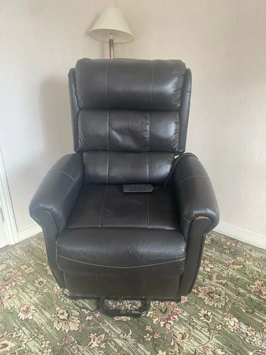 Brown Leather Recliner Electronic Lift Chair - Image 4