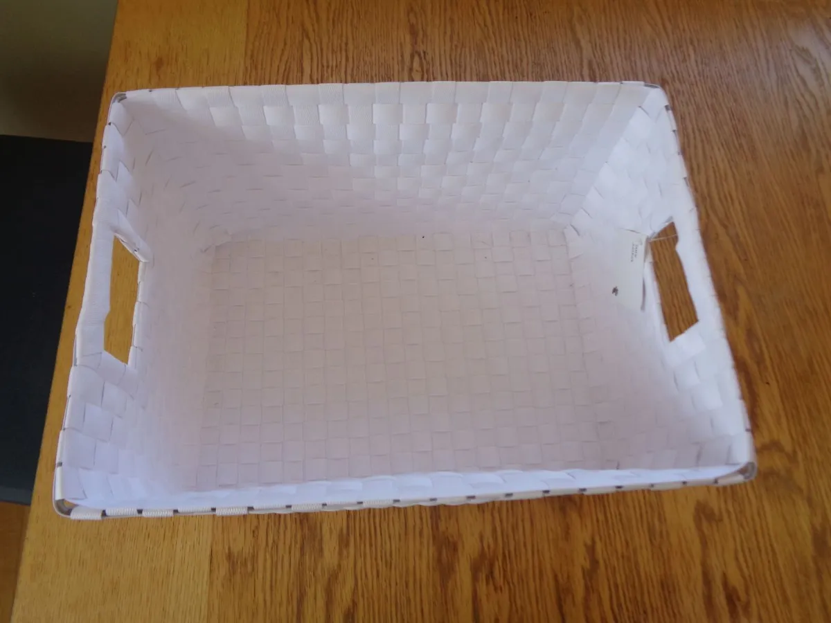 White Woven Storage Basket for Sale - Image 2