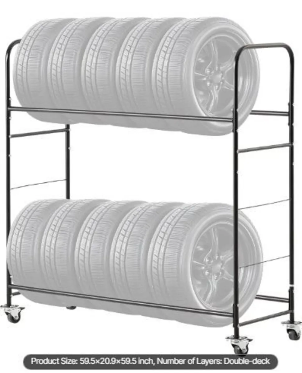 Rolling Tire Storage Rack, 2-Shelf Tire - Image 4