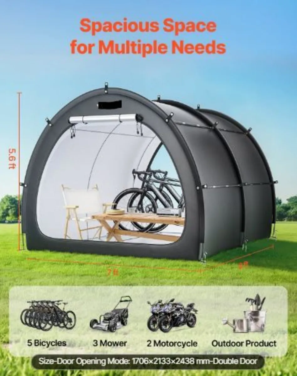 Bike Storage Tent, 5+ Bikes, Outdoor - Image 2
