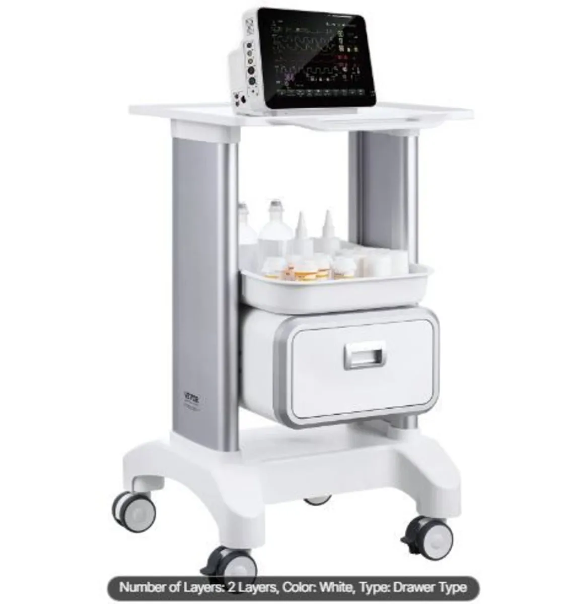 2 Tiers Lab Carts, Lab Utility Cart - Image 1