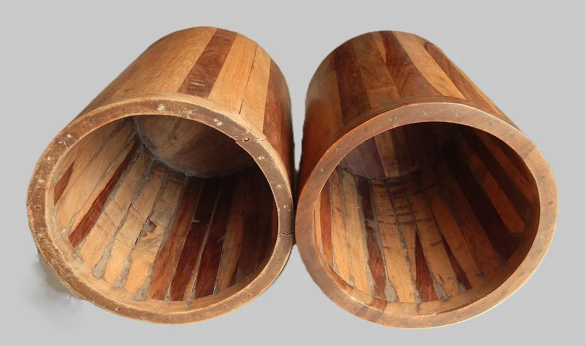 Pair of Vintage Handmade Wood Planters - Image 4