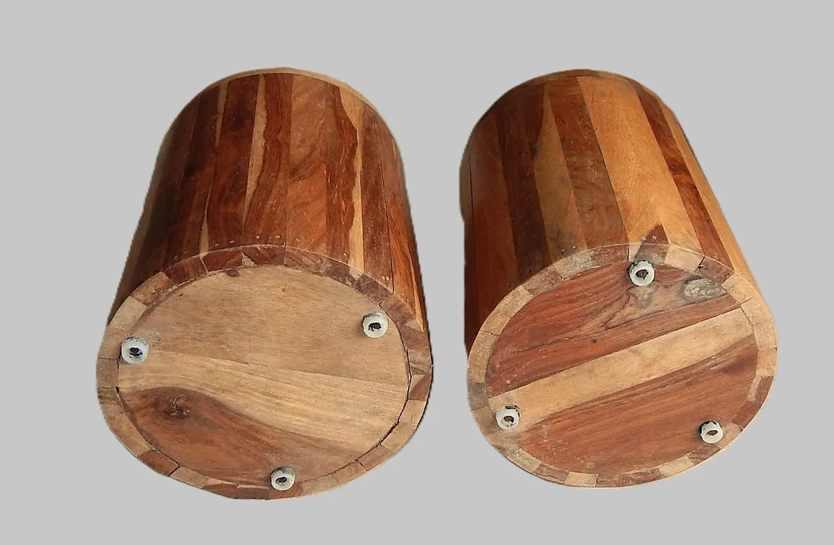 Pair of Vintage Handmade Wood Planters - Image 3