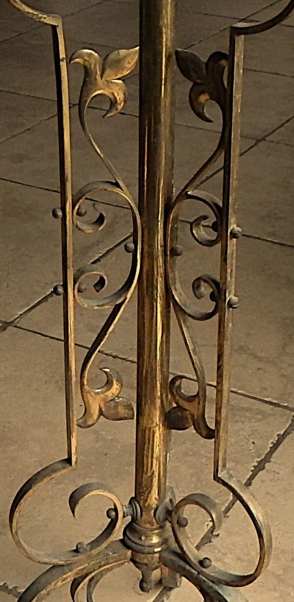 Pair of Ornate Vintage Brass Church Plant Stands - Image 2
