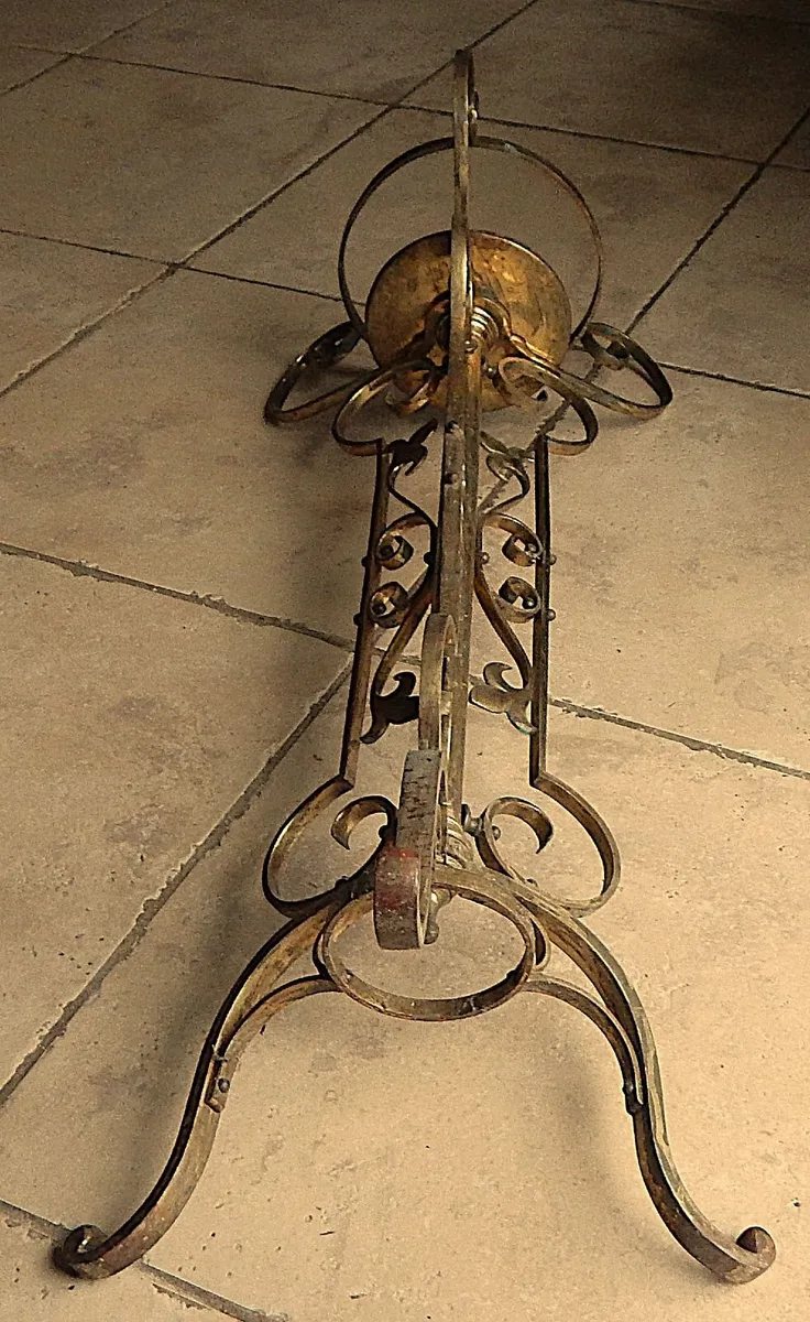 Pair of Ornate Vintage Brass Church Plant Stands - Image 3