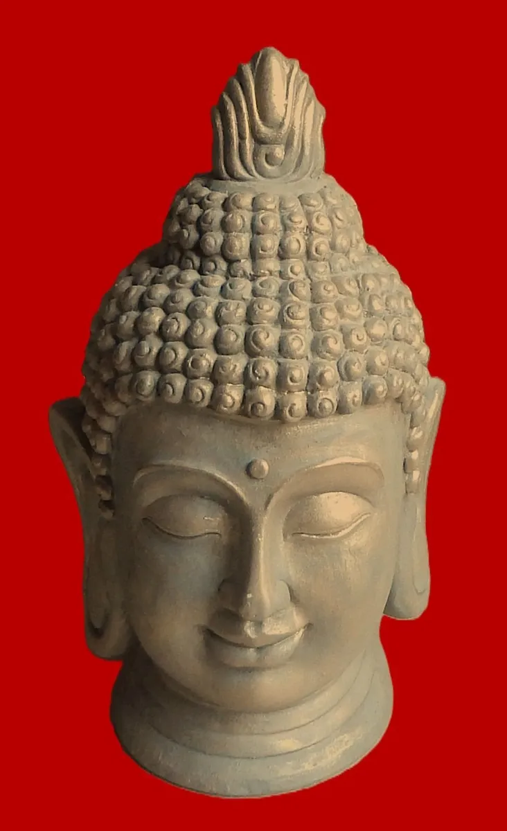 Large Brushed Bronze Effect Buddha Head - Image 1