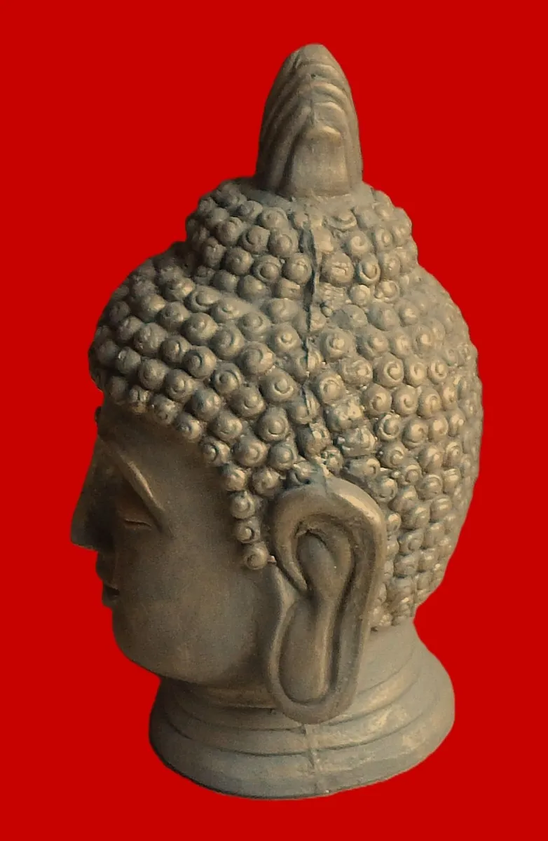 Large Brushed Bronze Effect Buddha Head - Image 3