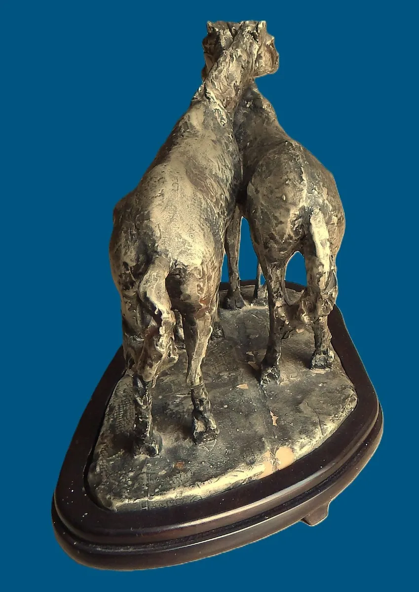 Artwork Figurines of Horses on Wood Base - Image 3