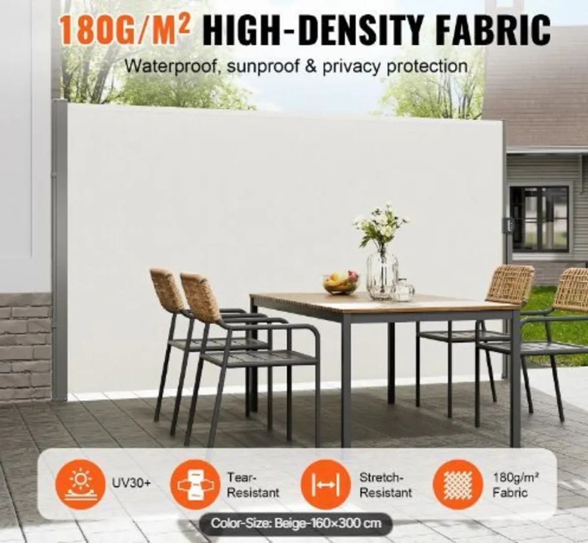 Retractable Side Awning, 63''x 118'' Outdoor - Image 1