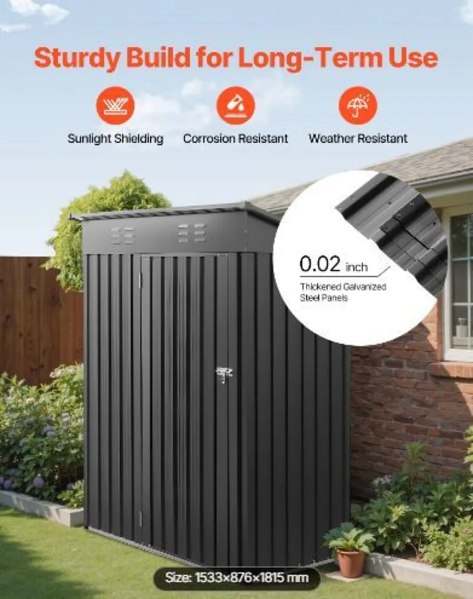 1533 x 876 x 1815 mm Metal Garden Shed - Image 1