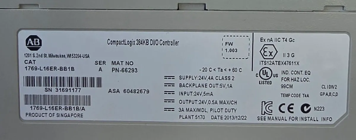 Allen Bradley CompactLogix PLC - L16ER - Image 4
