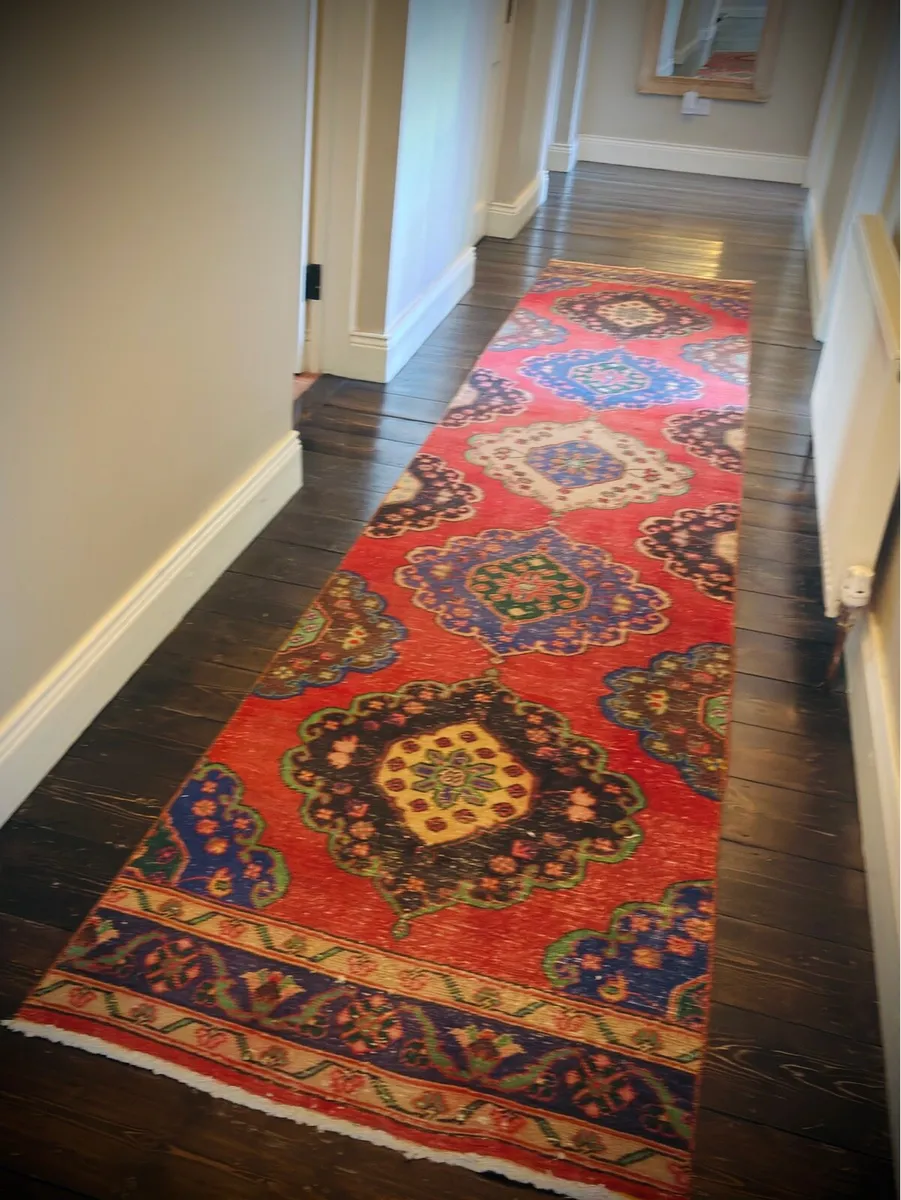 TURKISH HAND-KNOTTED HALLWAY RUNNER - Image 1