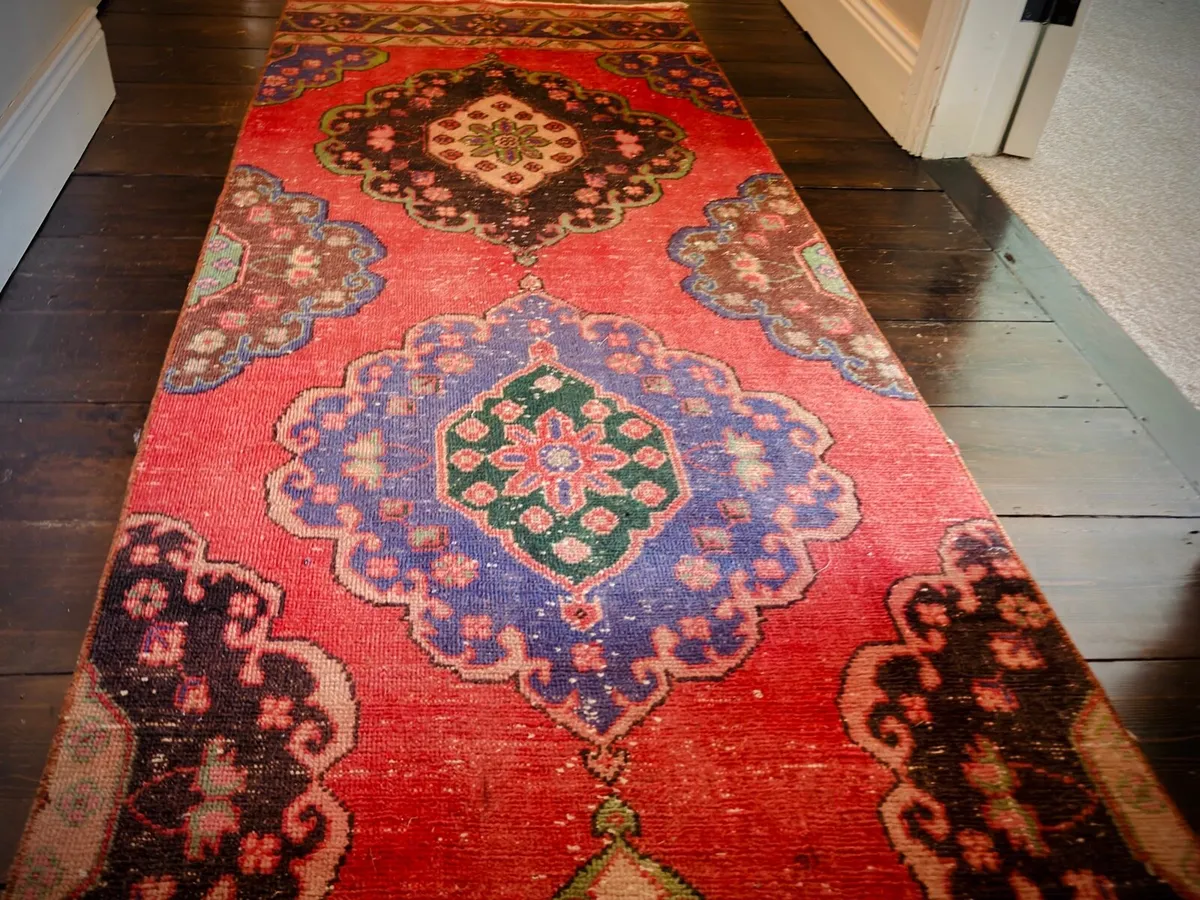 TURKISH HAND-KNOTTED HALLWAY RUNNER - Image 2