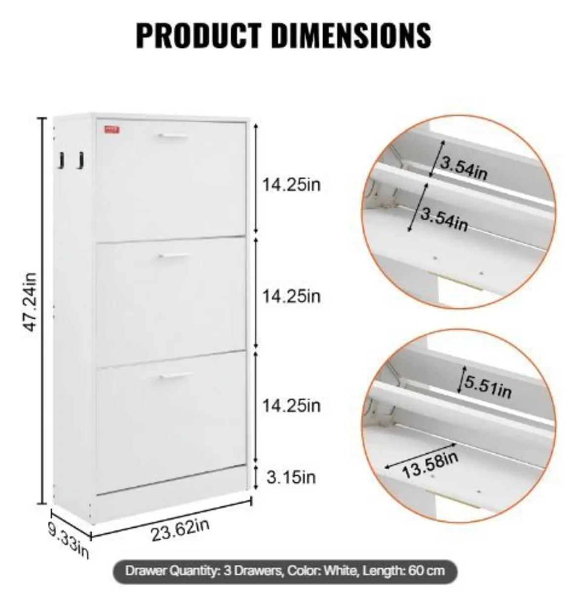 Shoe Cabinet with 3 Flip Drawers - Image 3