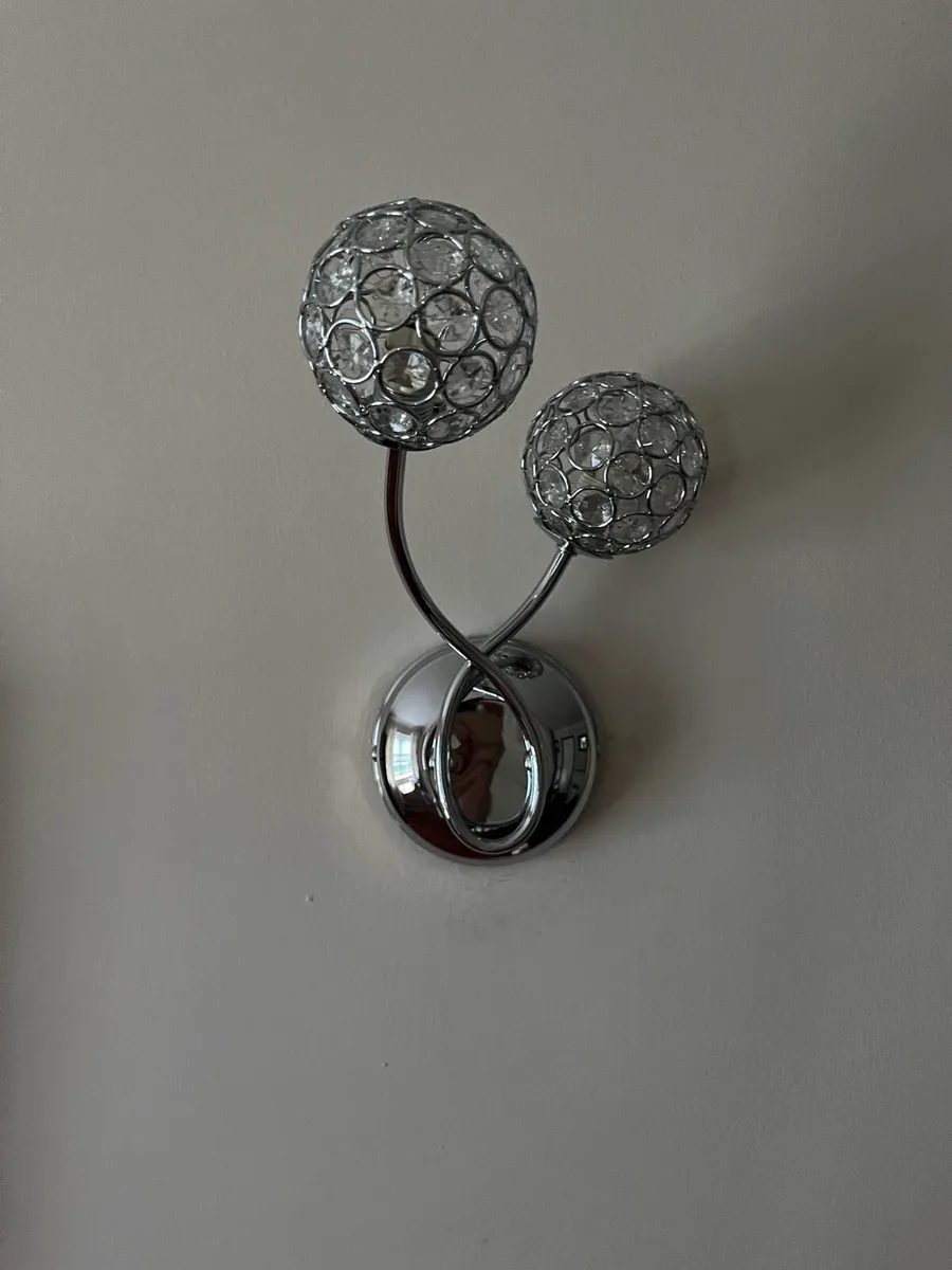 NEW 2 X Twin Wall Lights with 2 Crystal Balls - Image 2