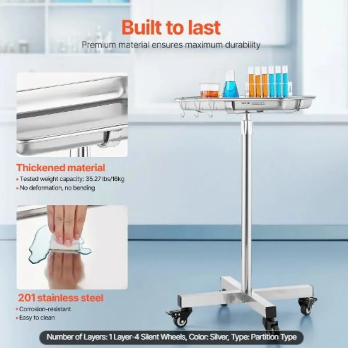 Mayo Stand, Stainless Steel Mayo Tray - Image 4