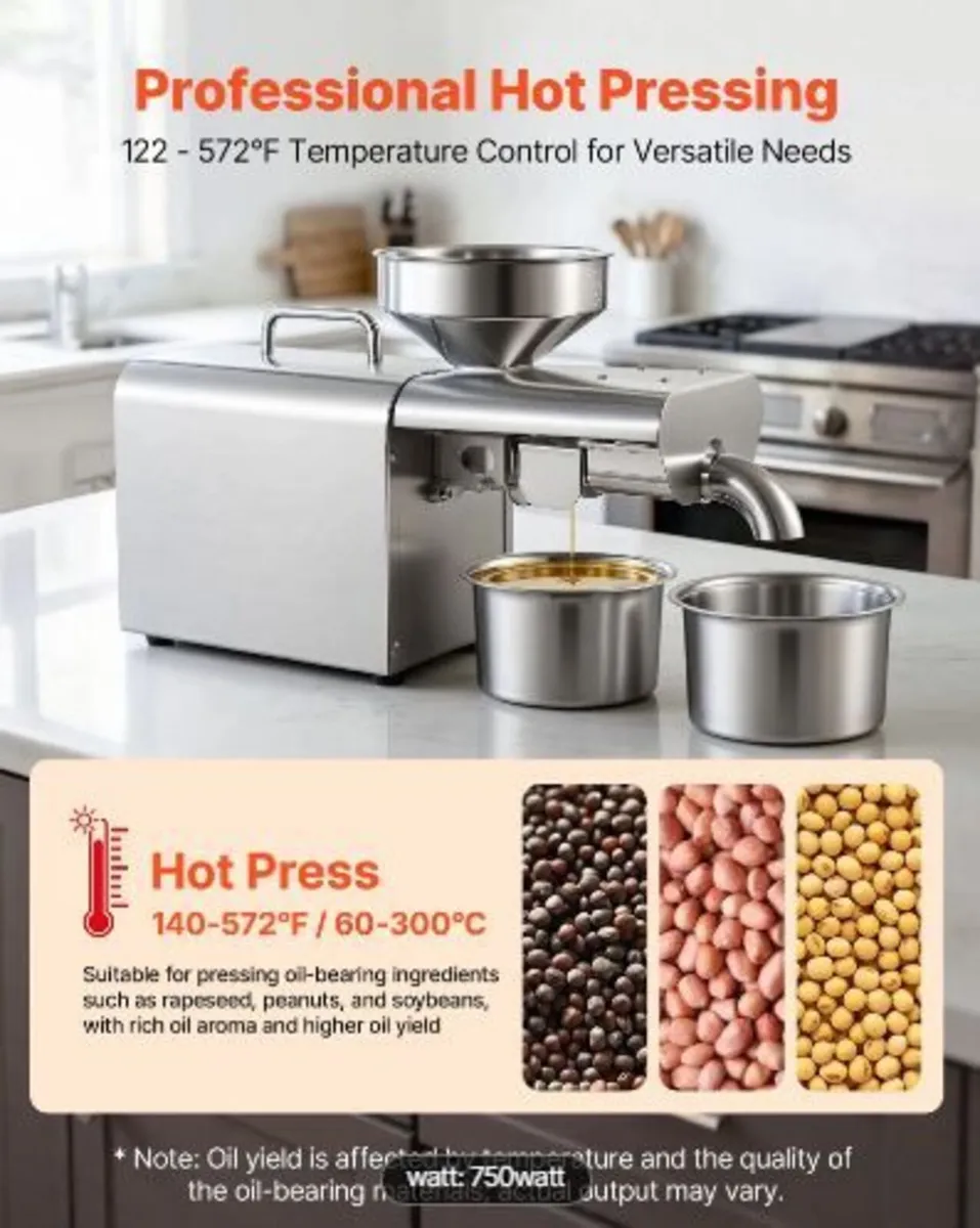 Oil Press Machine, 3.75KG/H Capacity, 750W - Image 1