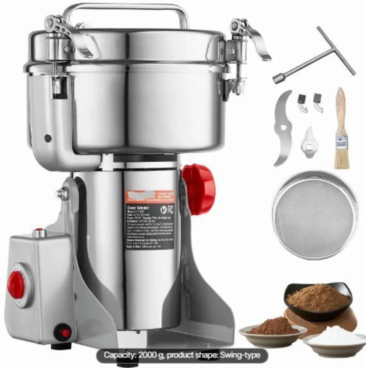 2000g Electric Grain Mill Grinder, High Speed 3400 - Image 1