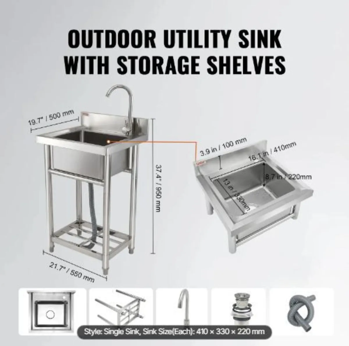 Stainless Steel Utility Sink - Image 3
